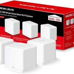 MERCUSYS Halo H30G (3-PACK) - Sistema Wi-Fi Mesh AC1300 para toda a casa, 2 portas Gigabit 10/100/1000 Mbps, cobertura de até 320 m², configuração fácil de aplicativo