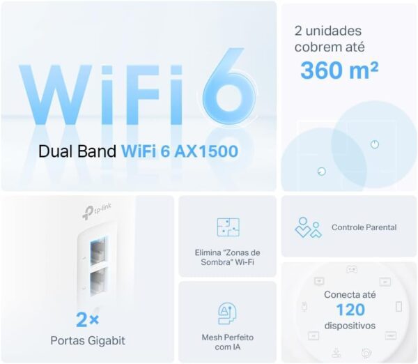 [Novo] TP-Link Deco X10 (1-pack) | Sistema Wi-Fi Mesh 6 para toda a casa AX1500 - Cobertura de até 360 m², 3 portas Gigabit por unidade, canal de banda 80MHz, ODFMA, 1024 QAM, branco - Imagem 4