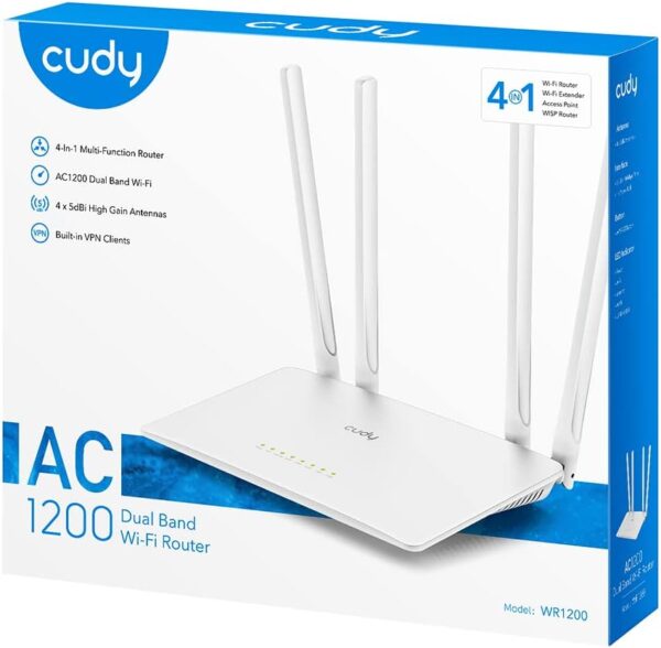 ROTEADOR GIGABIT DUAL-BAND WIFI CUDY AC1200 MODELO WR1200 - Imagem 9