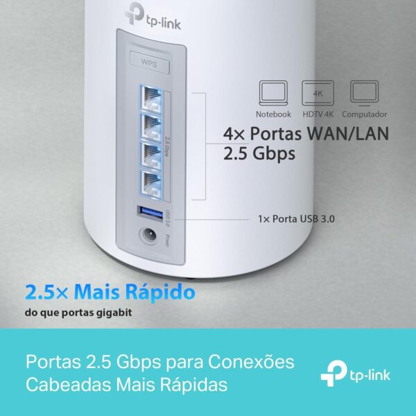 TP-Link Deco BE65 BE11000 Tri-Band Whole Home Mesh, WiFi 7, MLO, 320 MHz, banda de 6 GHz, roaming de IA sem costura, segurança HomeShield, jogos e streaming, roteador wifi7 (Deco BE65 1-pack) - Imagem 5
